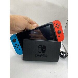 Nintendo Switch Neon Red Blue Console + Dock Tested Switch 1 Handheld